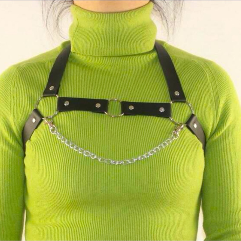 Black Harness Belt Overbust Chain O Rings New